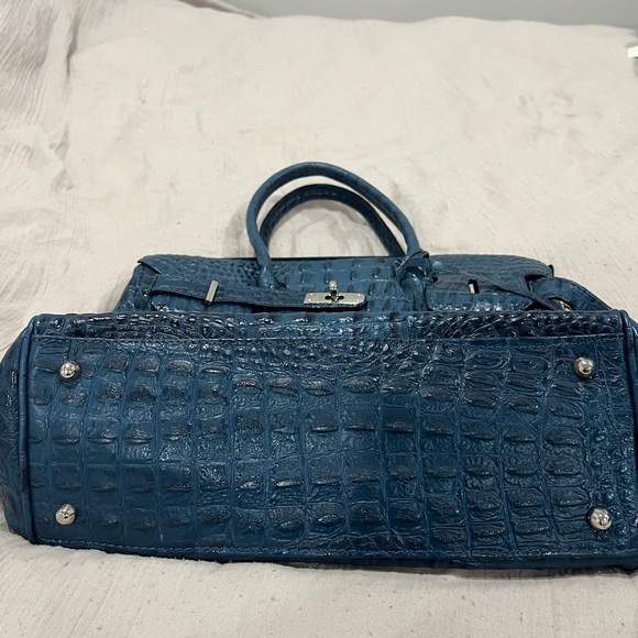 Borse In Pelle Luxurious Blue Crocodile-Embossed Bag - Picture 14 of 16